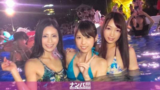 夜游泳池狂欢，最新“色萌”素人美女三人组被搭讪，带入酒店，大乱交6P狂操！- 桐谷奈绪、青井玲奈、星川凛凛花