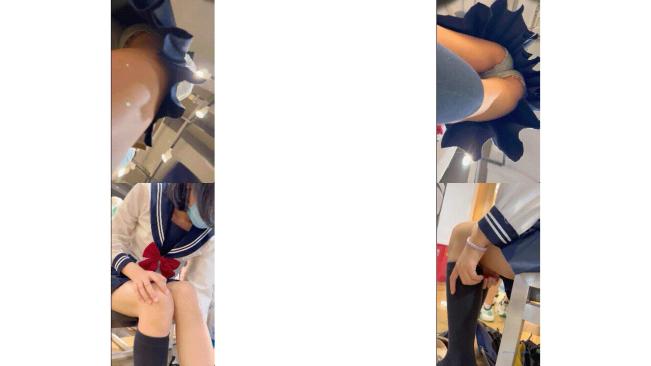 商城偷窺jk眼鏡學生妹 跟媽媽一起買鞋子 小屁屁一屁股坐到了鏡頭上