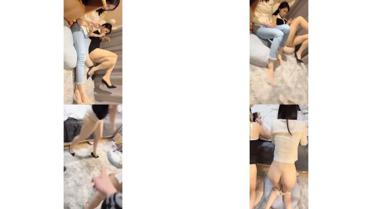 双飞高颜值闺蜜 一根鸡吧有点应付不过来 只能先操无毛粉鲍鱼 再操逼毛茂密美女