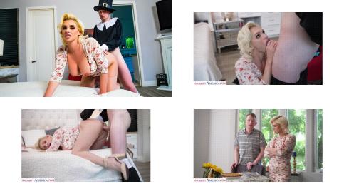 Sexy MILF Charli Phoenix gets her turkey stuffed by a Pilgrim