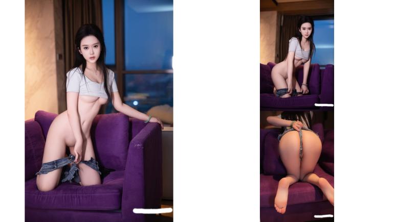 秀人网林杉杉新人首套牛仔骚丁短裤脱衣揉穴有漏鲍