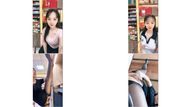 重磅烟草酒水店生意太差甜美漂亮店老板下海 在店里表演喷水太能喷了 竟然喷到自己脸上头发