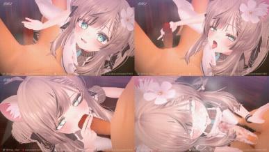 [ねこみみのへや] マヌカちゃんにフェラしてもらったりダブルピースアクメキメたりする(にもじ-Nimoji)