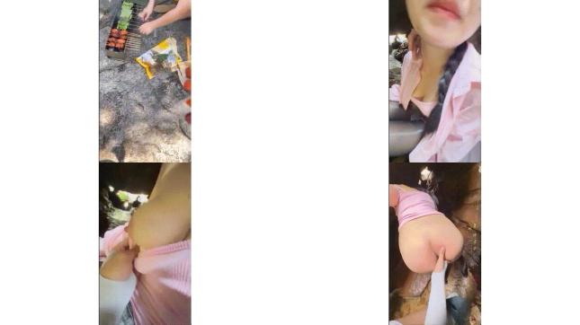 野戰 跟朋友出來爬山郊遊燒烤 吃飽喝足興緻來了 跟妹子找個岩洞吃雞啪啪好刺激 屁屁大鮑魚嫩淫水多