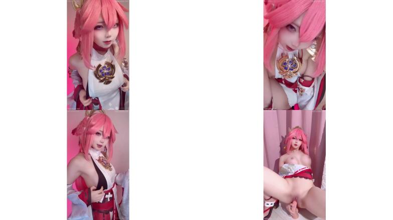 卡哇伊高颜值反差美少女【chuchu_n】单独解锁，八重神子Cosplay脸鲍同框紫薇