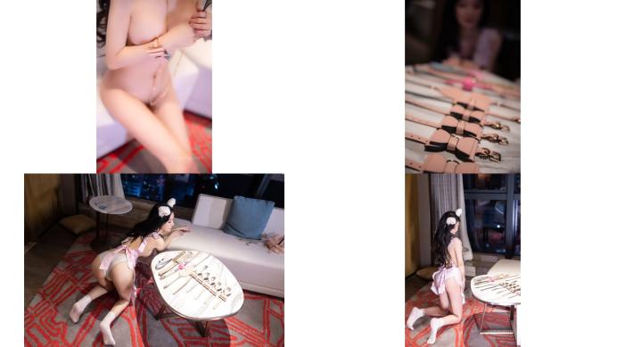 顶级女模最新尺度升级颜值巅峰秀人网当红女神模特谢小蒽私拍，粉色女仆狗链鞭打手指高速摩擦高潮喷水