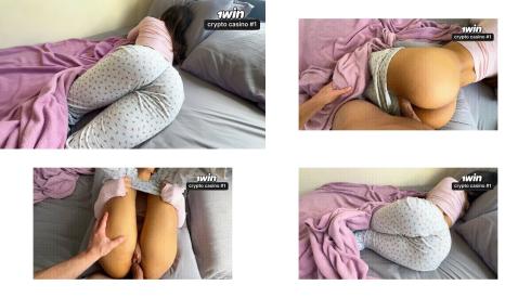 My stepsister and i share a bed again, she makes me cum all over her big ass
