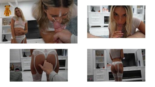 Slutty Teen Easter Bunny and Earns a MASSIVE FACIAL!!!