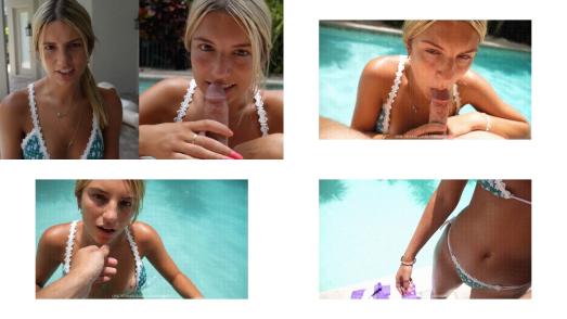 My step brother got hard in the pool so I sucked his cock