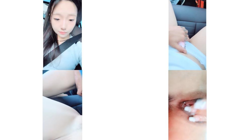 年輕嫩妹子戶外駕車，停車後排座做愛，深喉口交無套操刮毛逼射在外陰上16