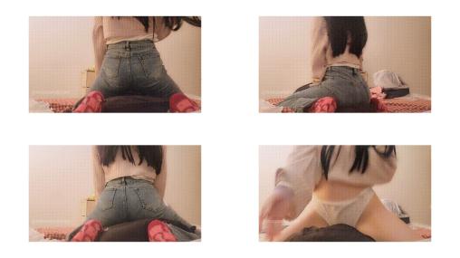 Petite cute girl dry humping pillow with pants and panties feet masturb lesbian