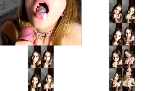 The slut sucked everything to the last drop