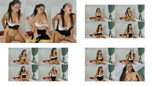 Innocent teen with pigtails and big tits rides on top and get 2 deep orgasms - Christina Rio